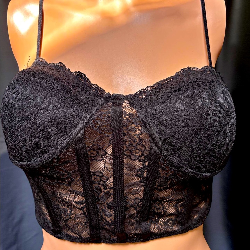 Forever 21 Bra Corset Black Lacy Size Medium (3 for $12 item)